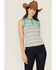 RANK 45 Women's Southwestern Stripe No Yank Henley Tank, Teal, hi-res