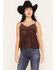 Image #1 - Miss Me Women's Sleeveless Floral Embellished Lace Cami, Burgundy, hi-res