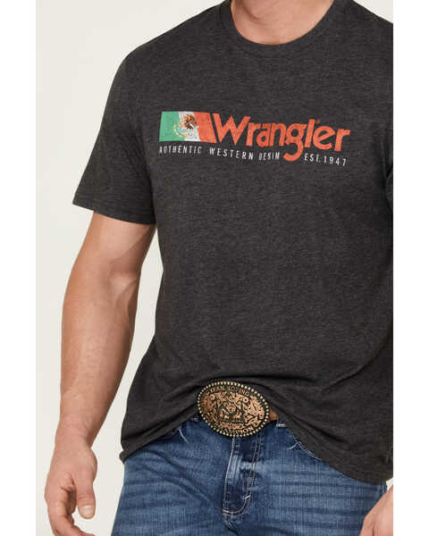 Image #3 - Wrangler Men's Mexico Flag Logo Short Sleeve Graphic Print T-Shirt , Charcoal, hi-res
