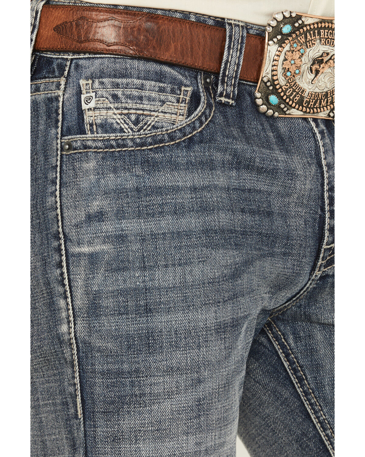 Image #2 - Rock & Roll Denim Men's Double Barrel Medium Wash Straight Denim Jeans, Medium Wash, hi-res