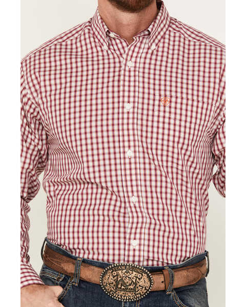Ariat Men's Valen Plaid Print Long Sleeve Button-Down Western Shirt - Tall, Magenta, hi-res