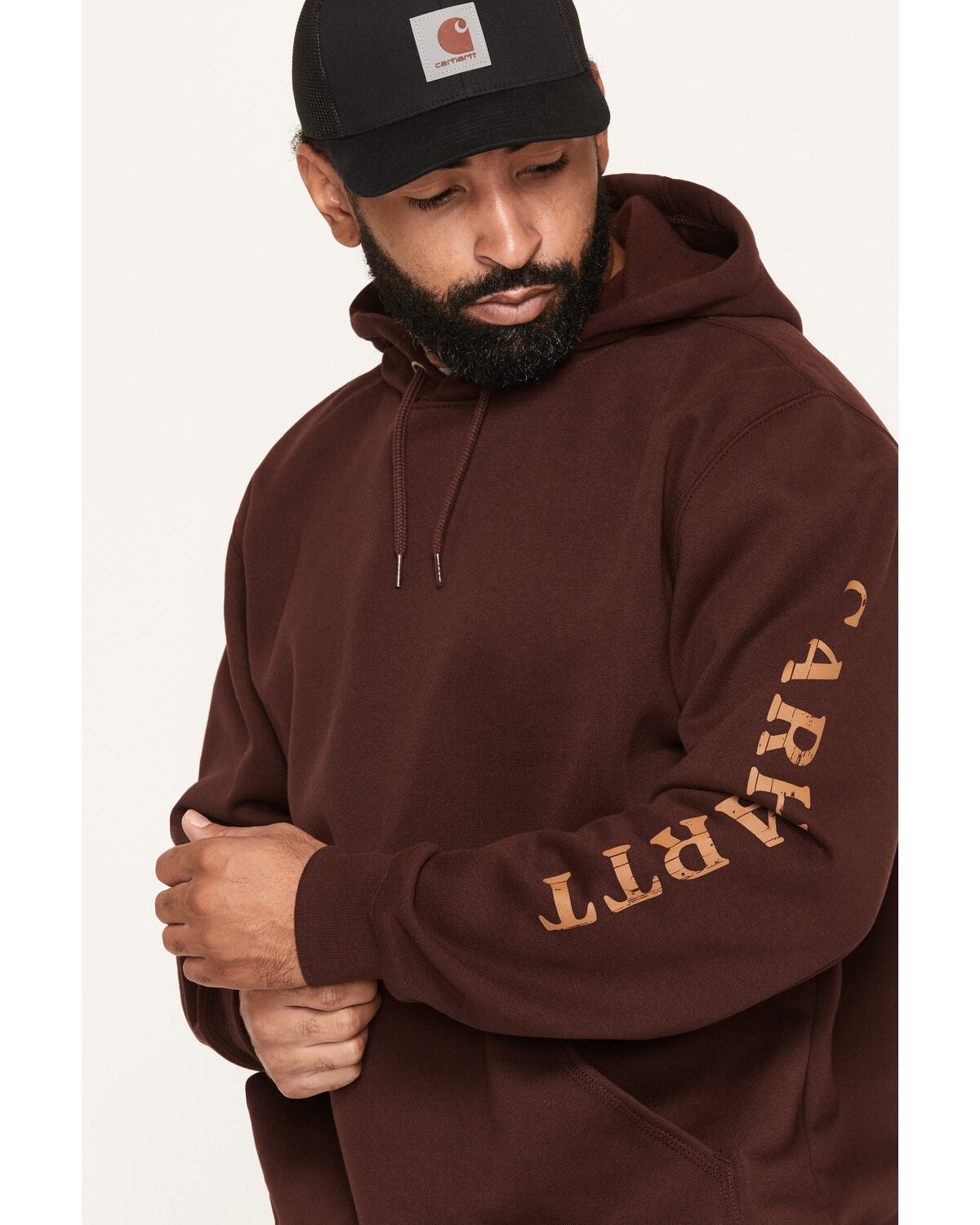 Image #3 - Carhartt Men's Paxton Rain Defender&trade; Graphic Hooded Sweatshirt, Burgundy, hi-res