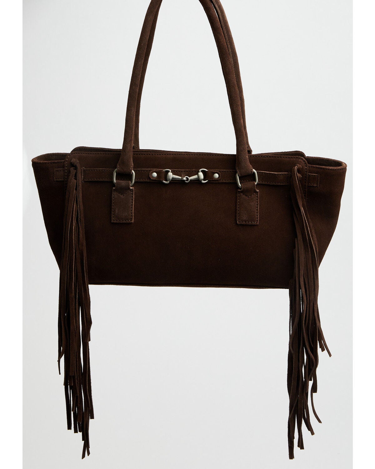 Shyanne Women's Sloane Suede Horse Bit Shoulder Bag, Dark Brown, hi-res