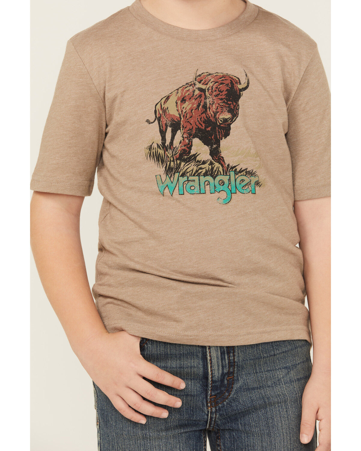 Image #2 - Wrangler Boys' Buffalo Short Sleeve Graphic T-Shirt, Grey, hi-res