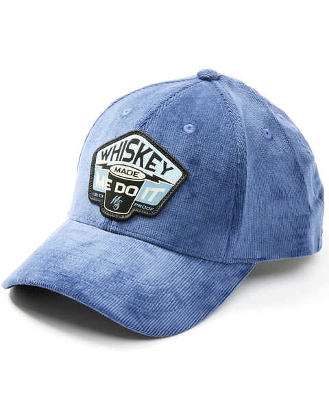 Moonshine Spirit Men's Cord Whiskey Made Me Do It Patch Solid-Back Ball Cap , Blue, hi-res