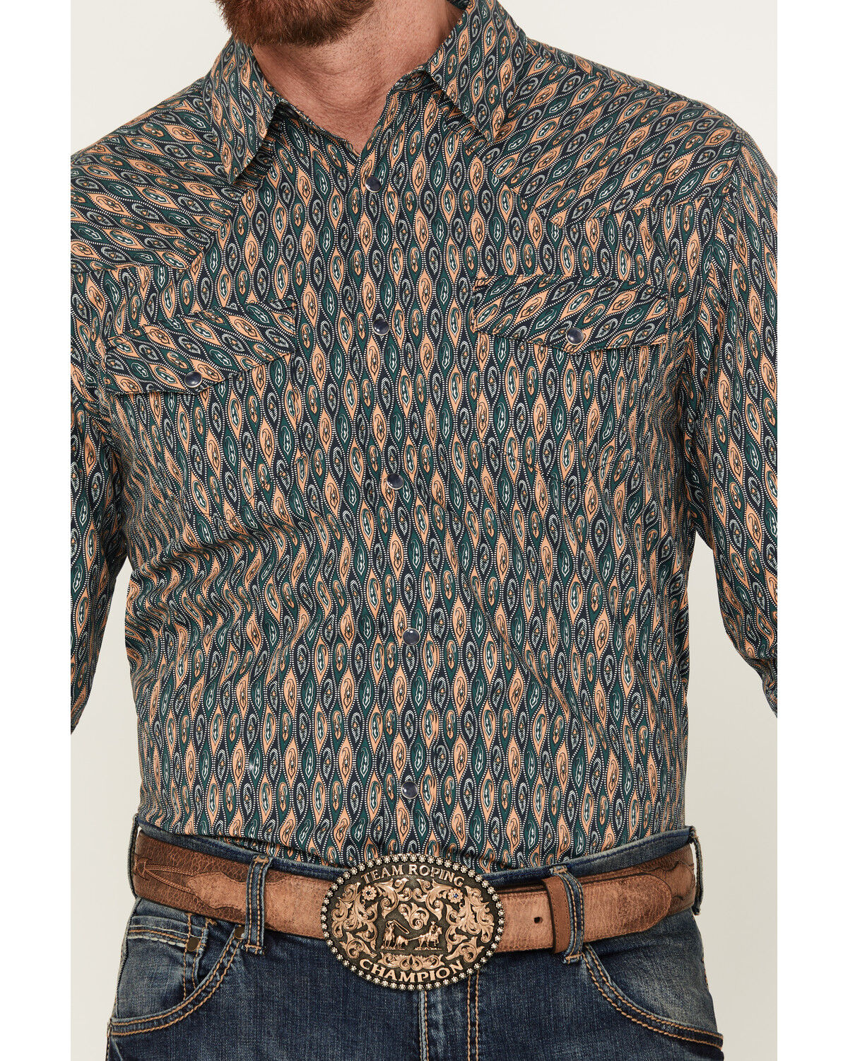 Image #3 - Gibson Trading Co Men's Remnant Paisley Print Long Sleeve Snap Western Shirt, Indigo, hi-res
