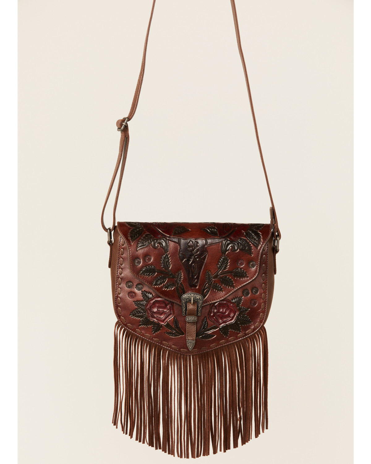 Image #2 - Idyllwind Women's Lenora Longhorn Tooled Leather Crossbody Bag, Brown, hi-res