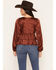 Image #4 - Wild Moss Women's Western Jacquard Front Tie Blouse, Rust Copper, hi-res