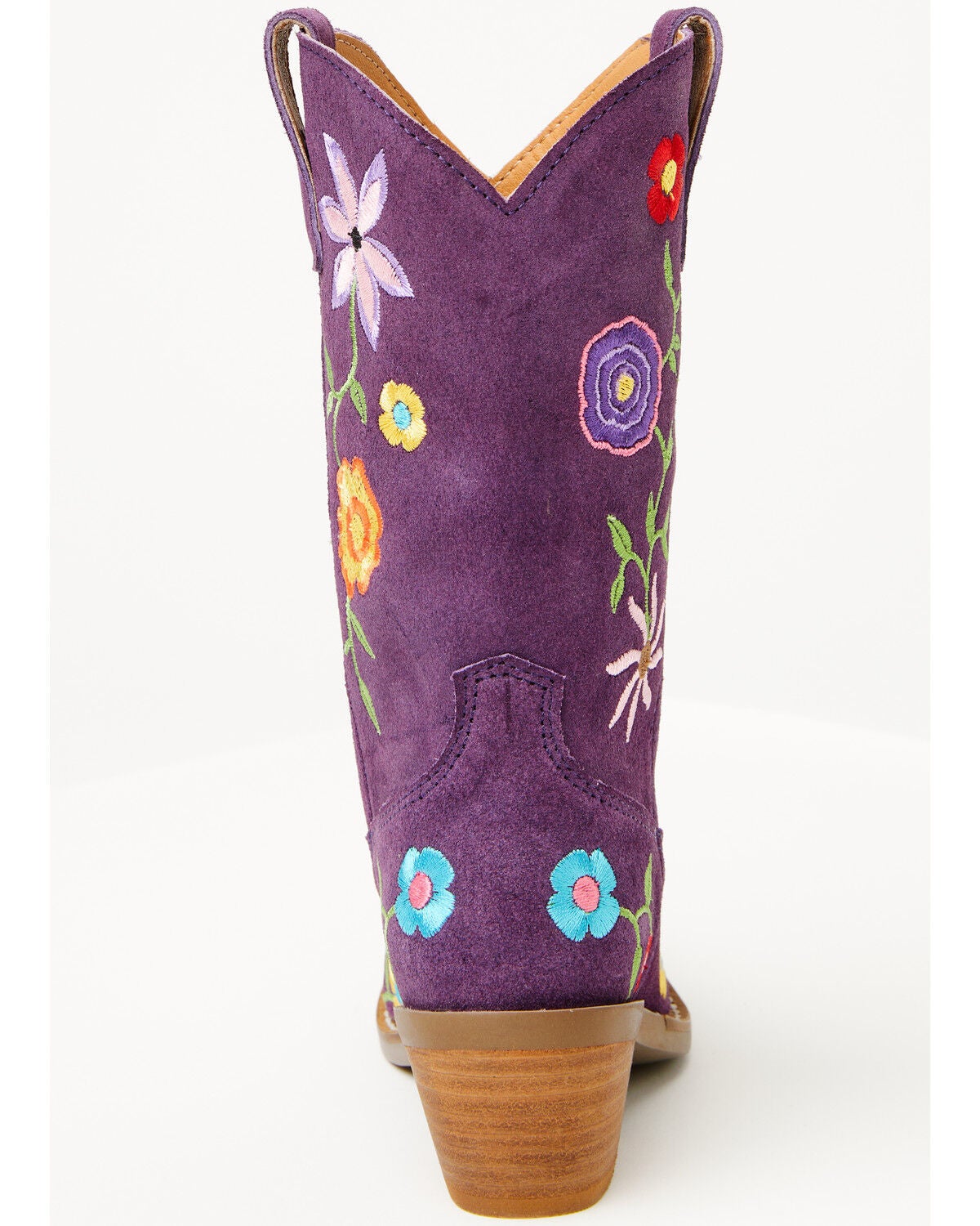 Image #5 - Dingo Girls' Flower Power Suede Western Boots - Snip Toe, Purple, hi-res