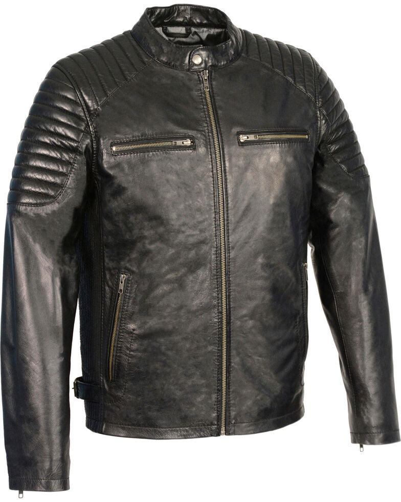 Milwaukee Leather Men's Quilted Shoulders Snap Collar Leather Jacket ...
