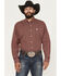 Image #1 - Cinch Men's Micro Geo Print Long Sleeve Button-Down Western Shirt, Red, hi-res