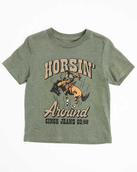 Cinch Toddler Boys' Horsin' Around Short Sleeve Graphic T-Shirt, Olive, hi-res