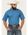 Image #1 - Ariat Men's Scott Geo Print Short Sleeve Button-Down Western Shirt, Dark Teal, hi-res