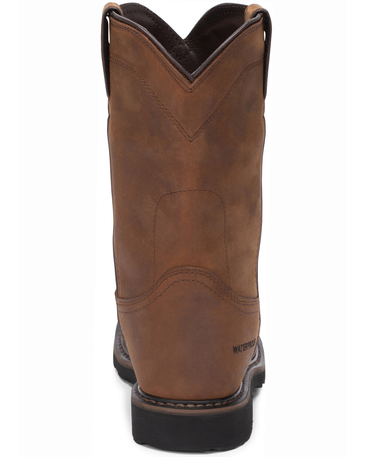Image #4 - Justin Men's Wyoming Waterproof Western Work Boots - Steel Toe, Brown, hi-res