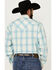 Image #4 - Stetson Men's Plaid Print Long Sleeve Pearl Snap Western Shirt, Turquoise, hi-res
