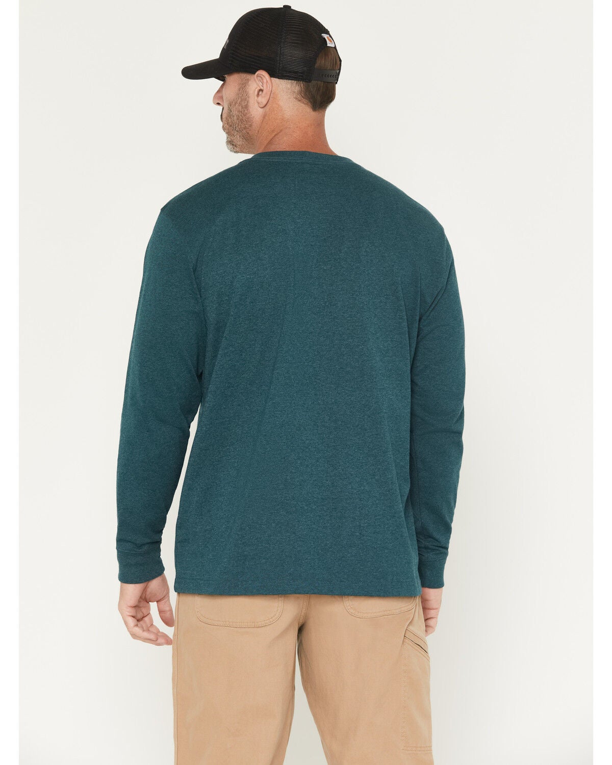 Image #4 - Carhartt Men's Loose Fit Heavyweight Long Sleeve Logo Pocket Work T-Shirt, Green, hi-res