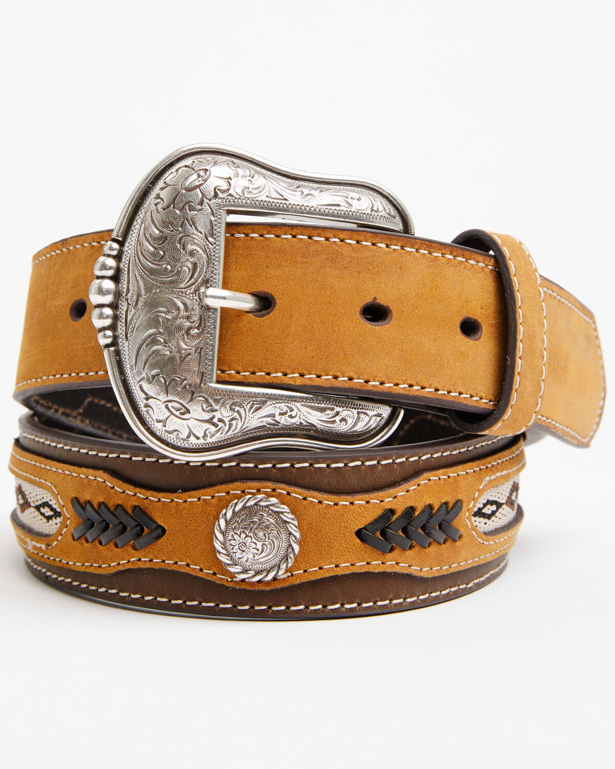Cody James Men's Overlay Ribbon Belt, Black, hi-res