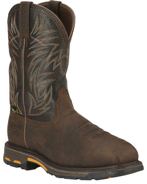 Ariat Men's WorkHog® Waterproof Met Guard Western Work Boots - Composite Toe, Brown, hi-res