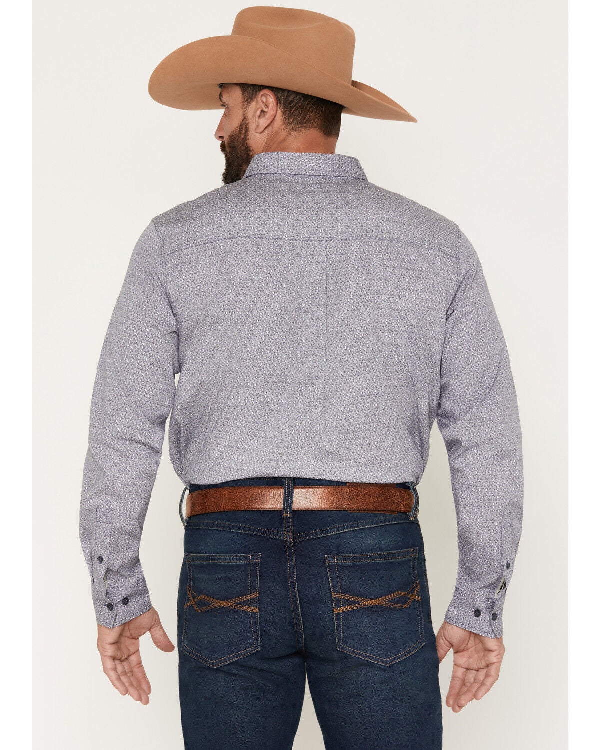 Image #4 - RANK 45&reg; Men's Tornado Geo Print Long Sleeve Button-Down Stretch Western Shirt, Blue, hi-res