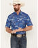 Ariat Men's VentTEK Outbound Fish Print Short Sleeve Button-Down Shirt - Tall, Blue, hi-res