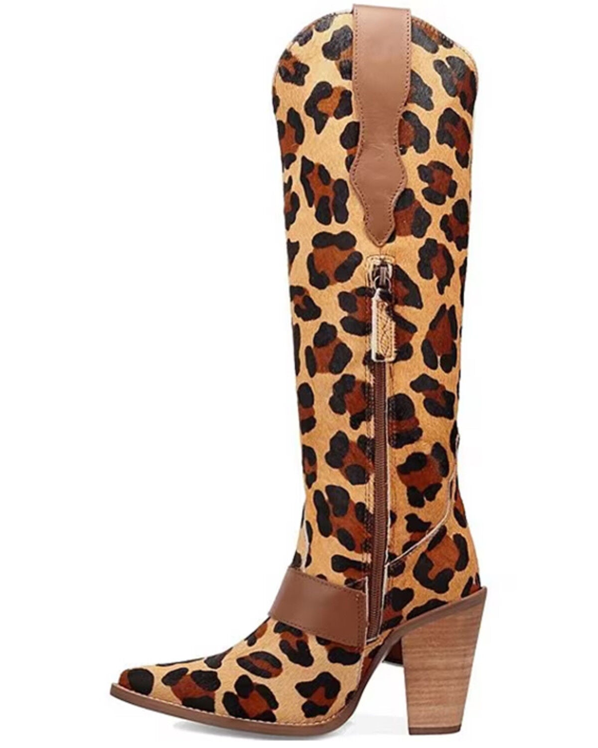 Image #3 - Dingo Women's Spur Crazy Leopard Print Tall Western Boots - Round Toe, Leopard, hi-res