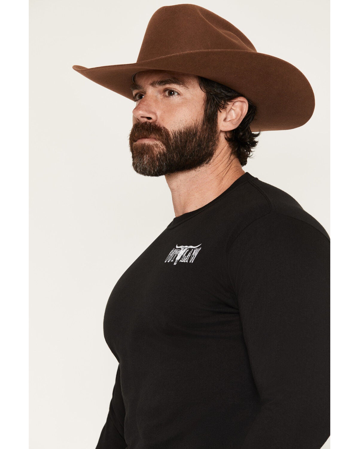 Image #3 - Cowboy Hardware Men's Outlaw Whiskey Long Sleeve Graphic T-Shirt, Black, hi-res