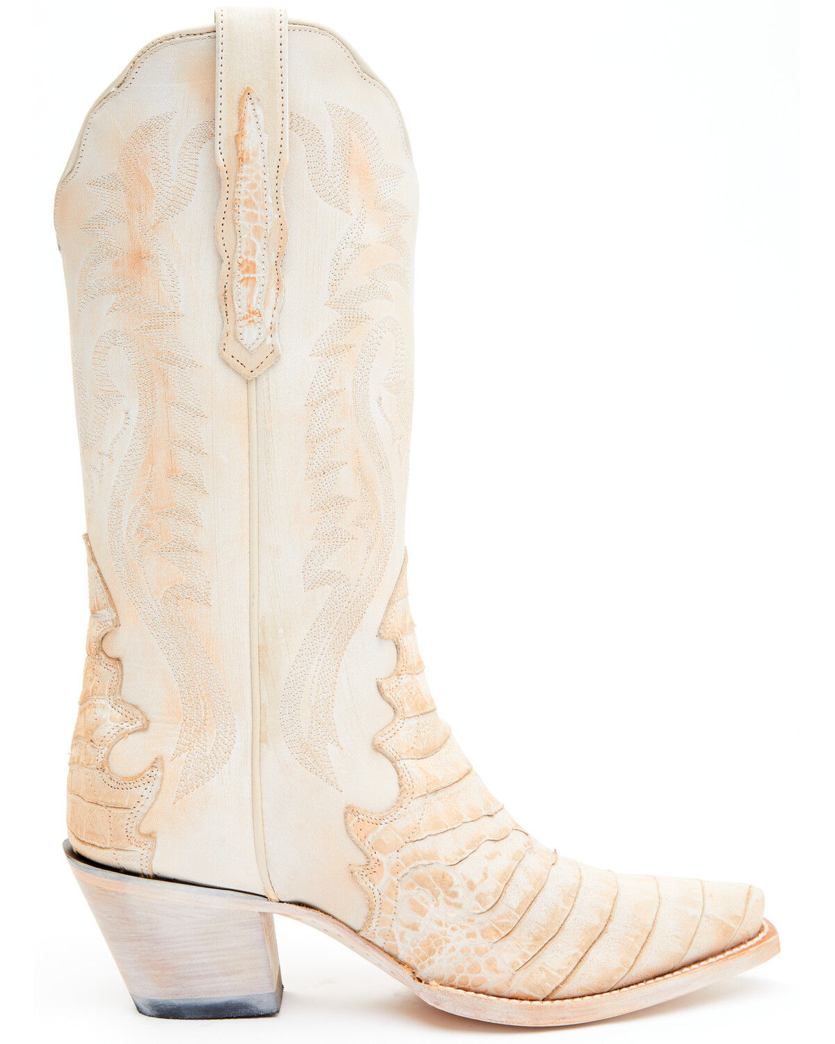 Image #2 - Dan Post Women's Caiman Print Western Boots - Snip Toe, Peach, hi-res