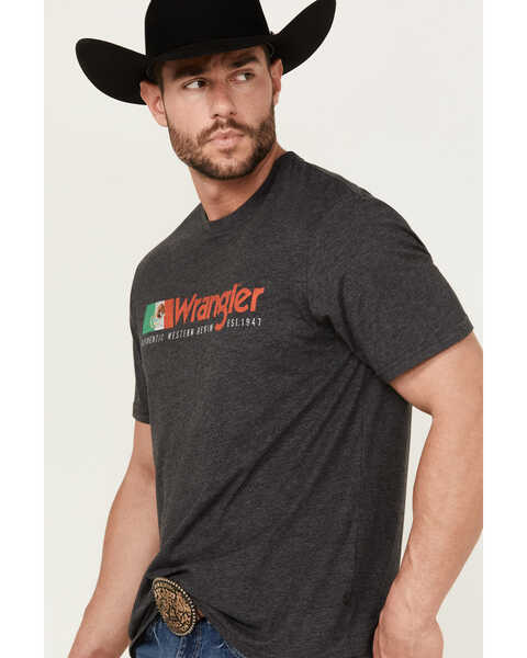 Image #2 - Wrangler Men's Mexico Flag Logo Short Sleeve Graphic Print T-Shirt , Charcoal, hi-res