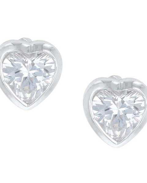 Image #1 - Montana Silversmiths Women's Tiny Heart Crystal Post Earrings, Silver, hi-res