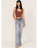 Image #1 - Rock & Roll Denim Women's Light Wash High Rise Yoke Trouser Flare Jeans, , hi-res