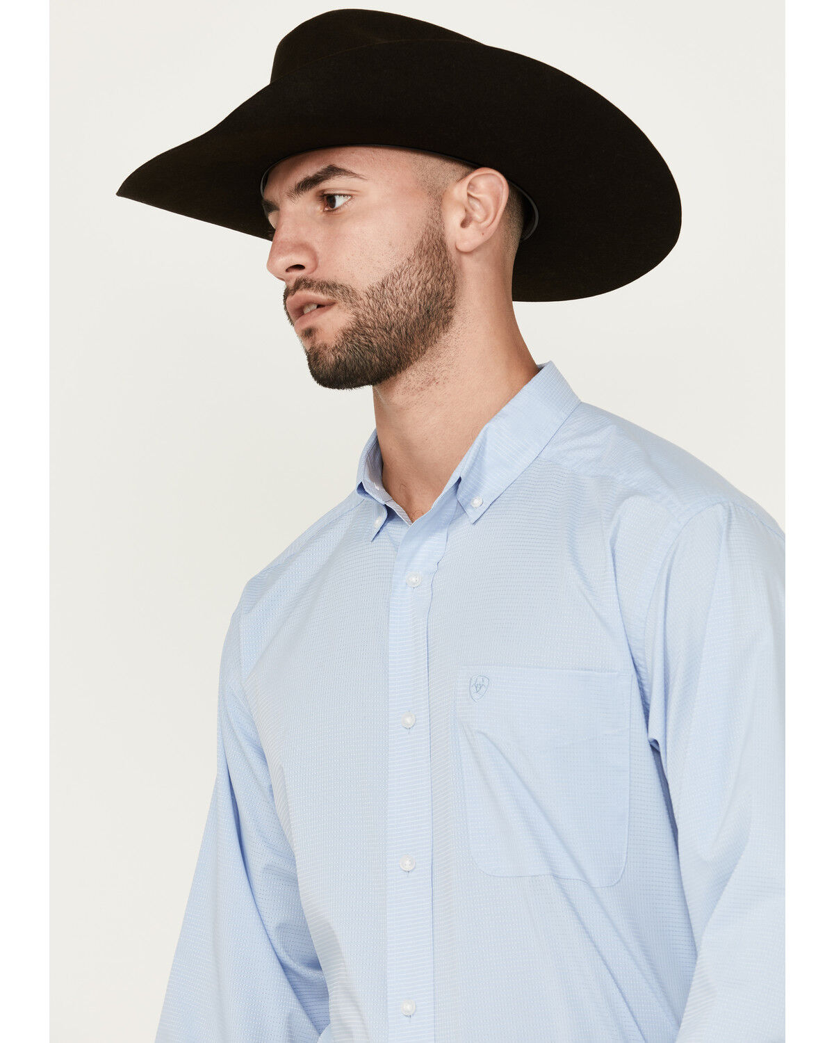 Image #2 - Ariat Men's 360 Airflow Solid Long Sleeve Button-Down Western Shirt, Light Blue, hi-res