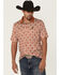 Image #1 - RANK 45® Men's Crossfire Southwestern Print Short Sleeve Polo, Brown, hi-res