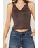 Image #3 - Miss Me Women's Rhinestone Knotted Sleeveless Tank Top, Burgundy, hi-res