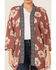 Image #3 - Wild Moss Women's Mauve Border Trim Floral Kimono, Mauve, hi-res