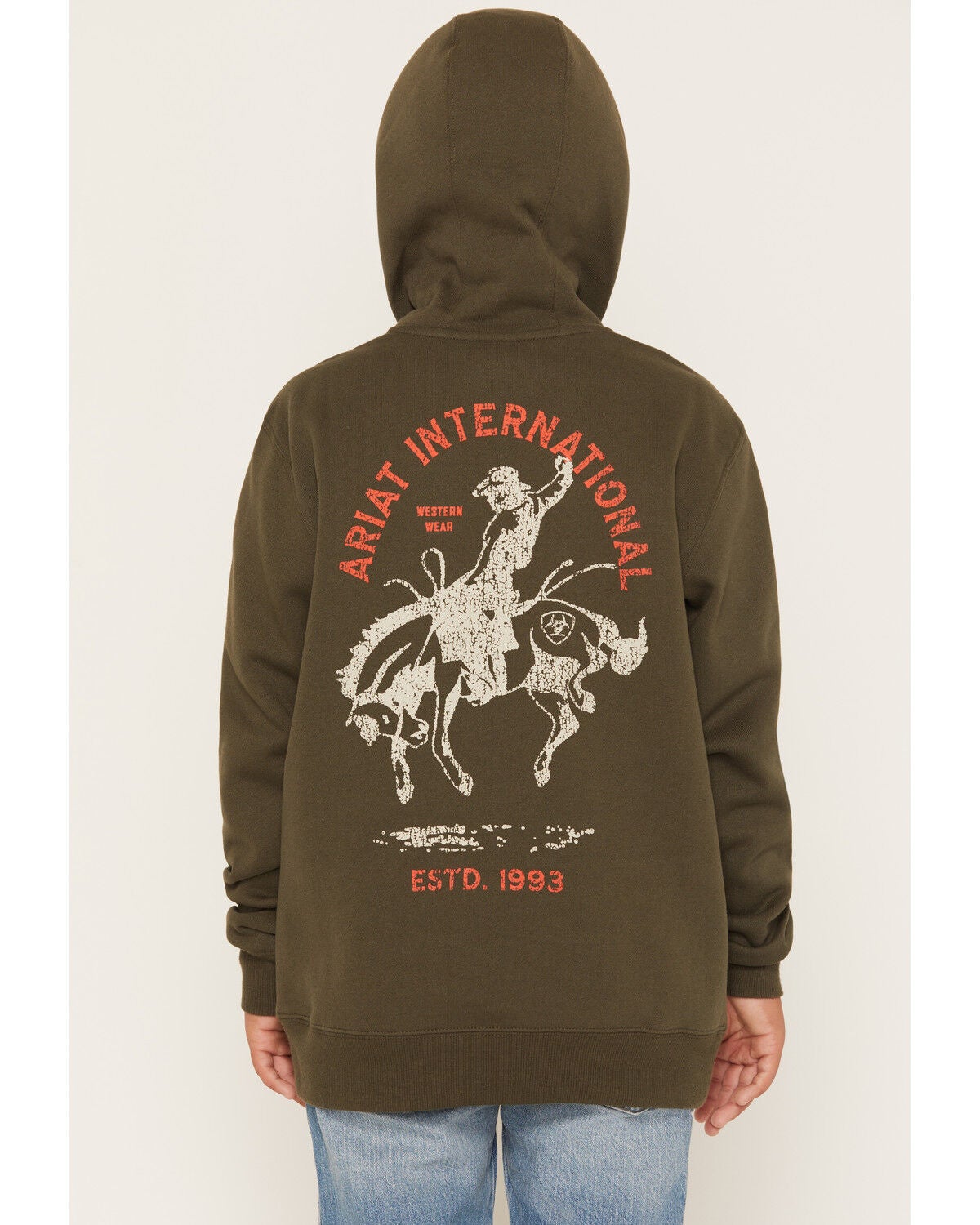 Ariat Boys' Rodeo Logo Graphic Hooded Sweatshirt, Green, hi-res