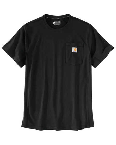 Image #1 - Carhartt Men's Force Relaxed Fit Midweight Long Sleeve Logo Pocket Work T-Shirt - Tall , Black, hi-res