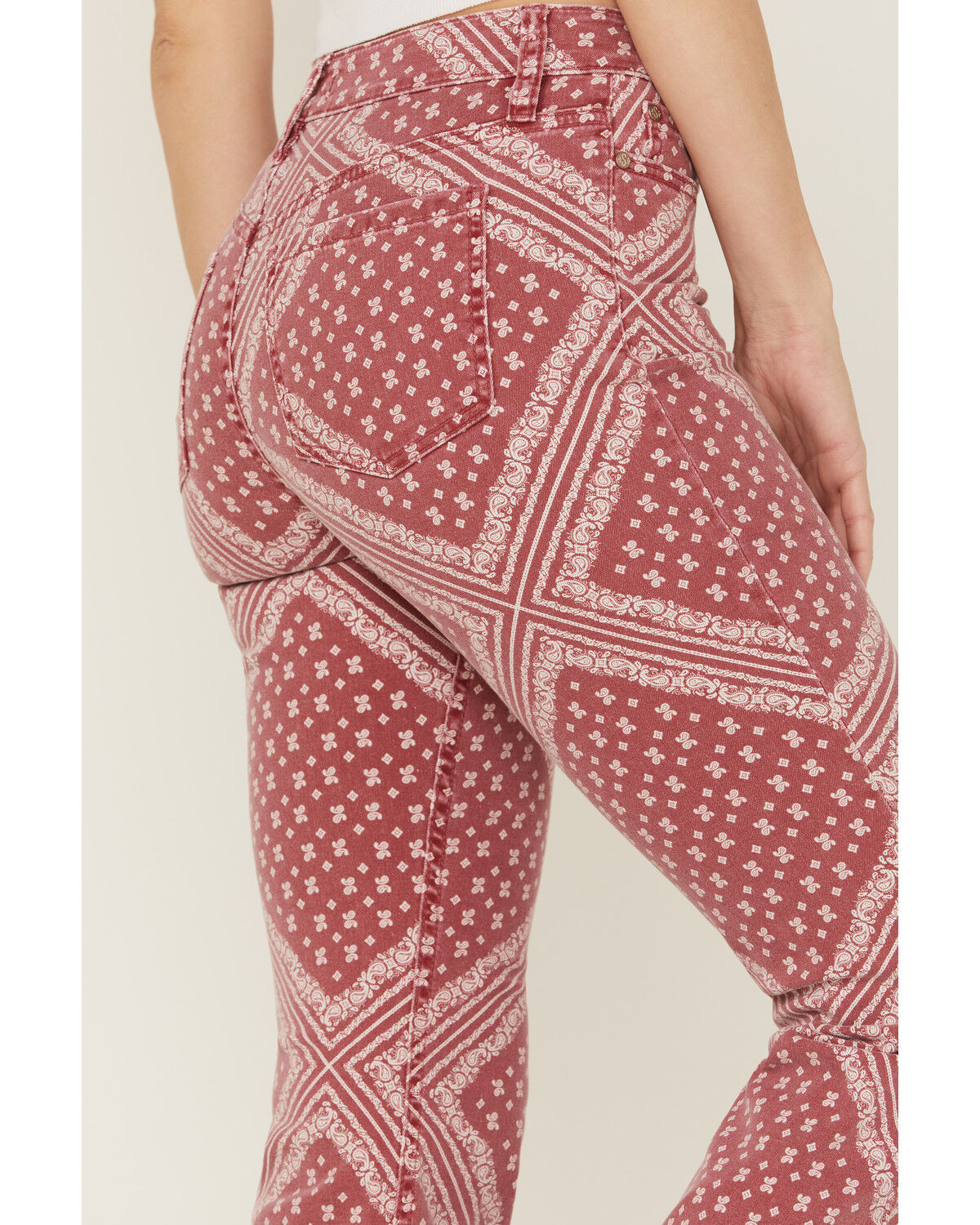 Image #2 - Shyanne Women's Red Bandana Print Flare Jeans, , hi-res