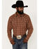Image #1 - Blue Ranchwear Men's Plaid Print Snap Flannel Western Shirt , Red, hi-res