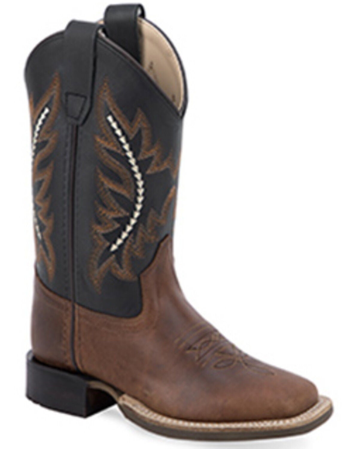 Old West Little Boys' Western Boots - Broad Square Toe, Black, hi-res