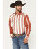 Image #1 - Kimes Ranch Men's Bandit Striped Long Sleeve Pearl Snap Western Shirt, Red, hi-res