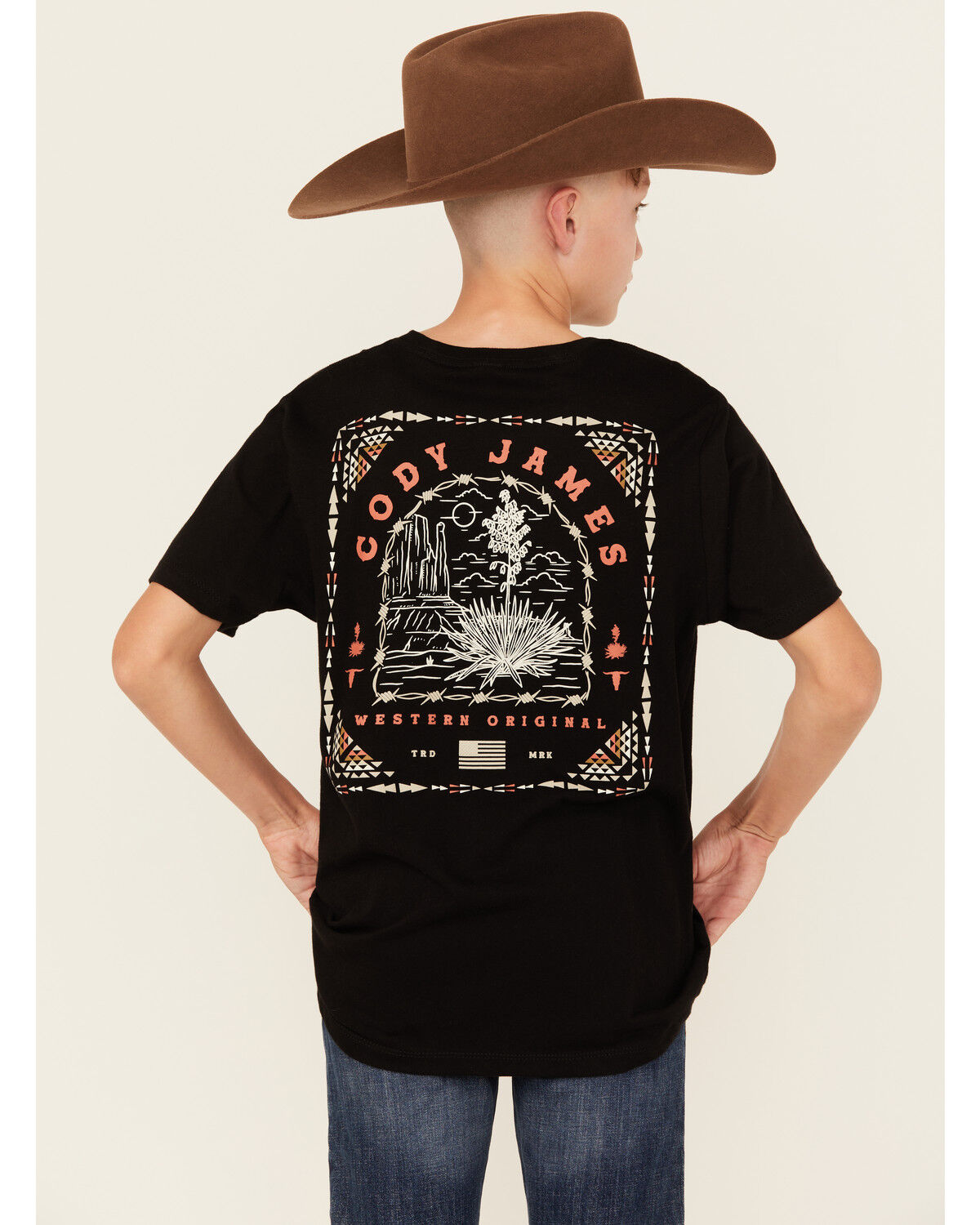 Image #1 - Cody James Boys' Agave Logo Short Sleeve Graphic T-Shirt, Black, hi-res