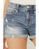 Miss Me Women's Embroidered Dreamcatcher Light Wash Mid Rise Shorts, Blue, hi-res