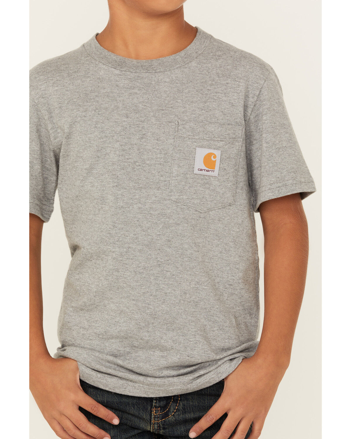 Image #4 - Carhartt Boys' Logo Pocket Short Sleeve T-Shirt, Charcoal, hi-res