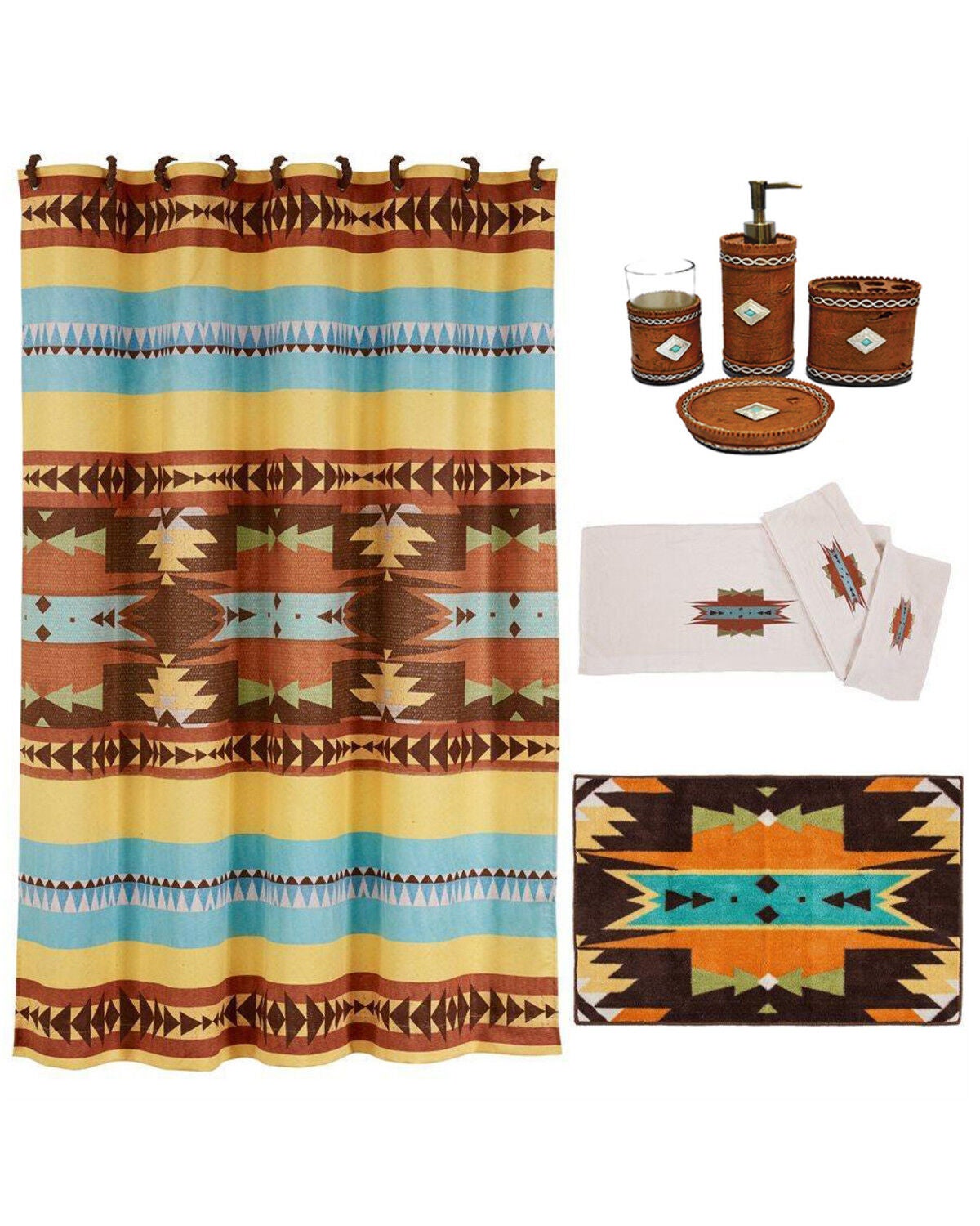 HiEnd Accents Navajo Bath Accessory & Mesa Towel Set - 9 Piece, Multi, hi-res