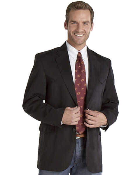 Image #1 - Circle S Men's Microsuede Sportcoat - Tall, Black, hi-res