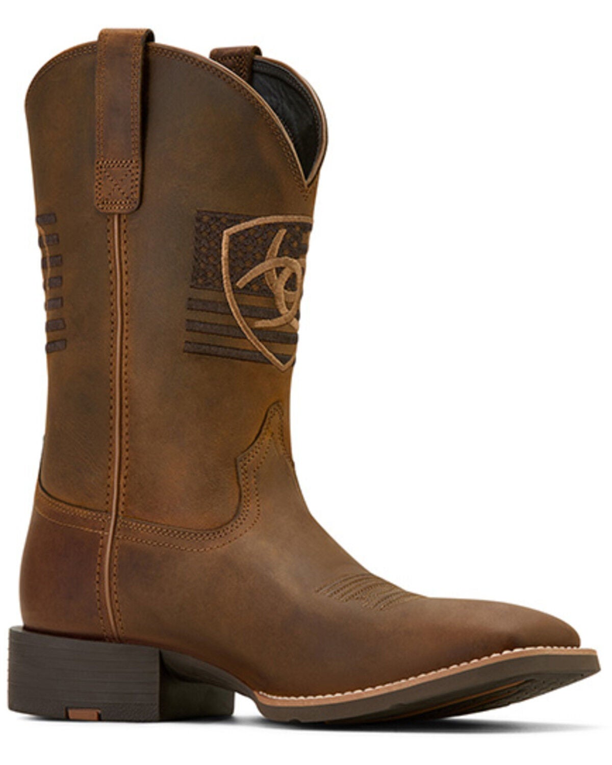 Ariat Men's Sport Freedom Distressed Western Boots - Broad Square Toe, Brown, hi-res