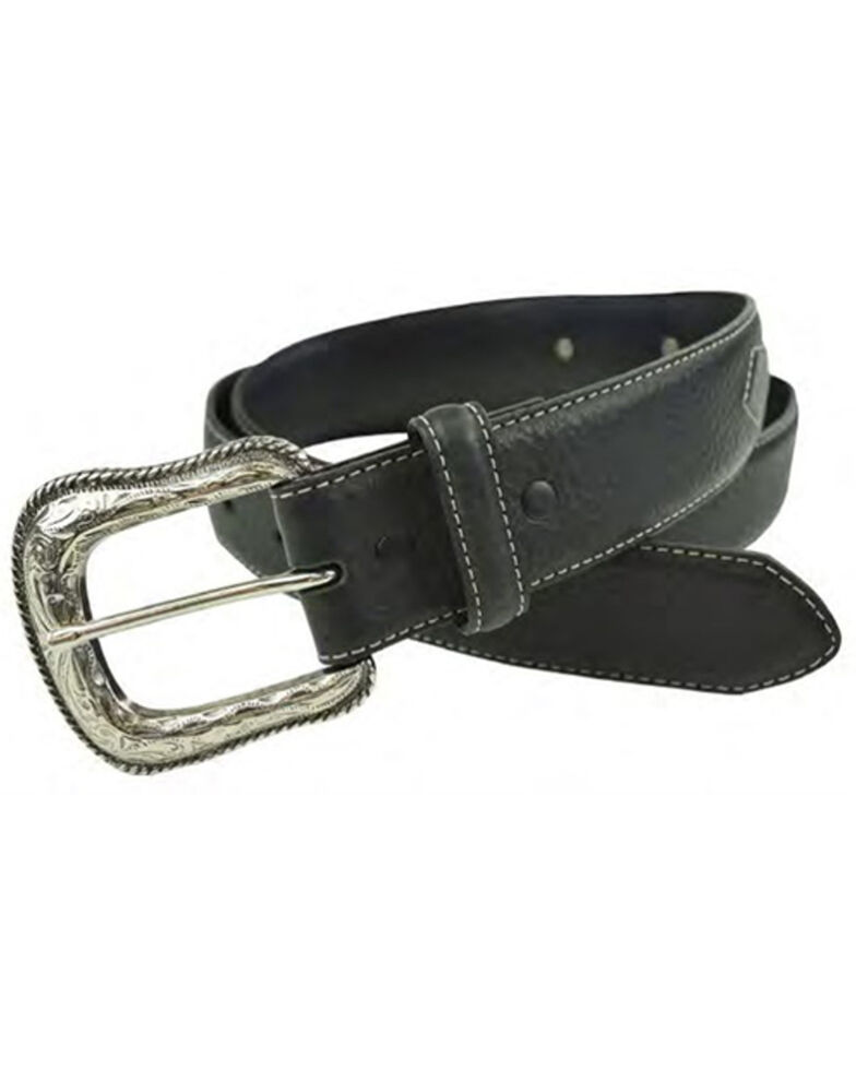 Wrangler Men's Black Cowboy Concho Leather Belt, Black, hi-res