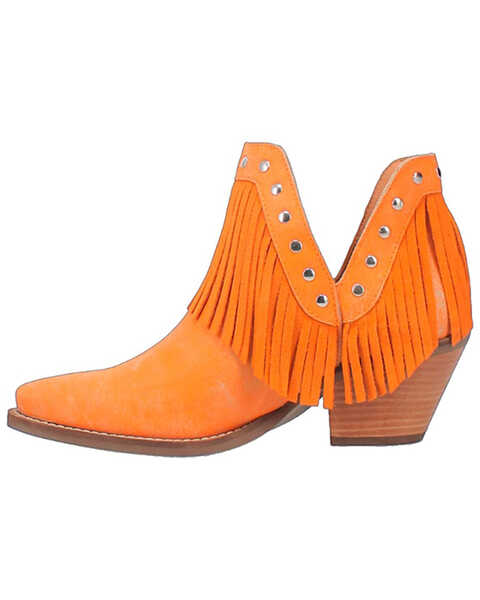 Image #3 - Dingo Women's Fine N' Dandy Leather Booties - Snip Toe , Orange, hi-res