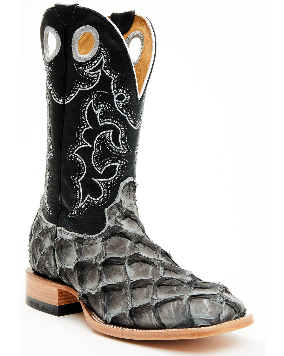 Image #1 - Cody James Men's Exotic Pirarucu Western Boots - Broad Square Toe, Grey, hi-res