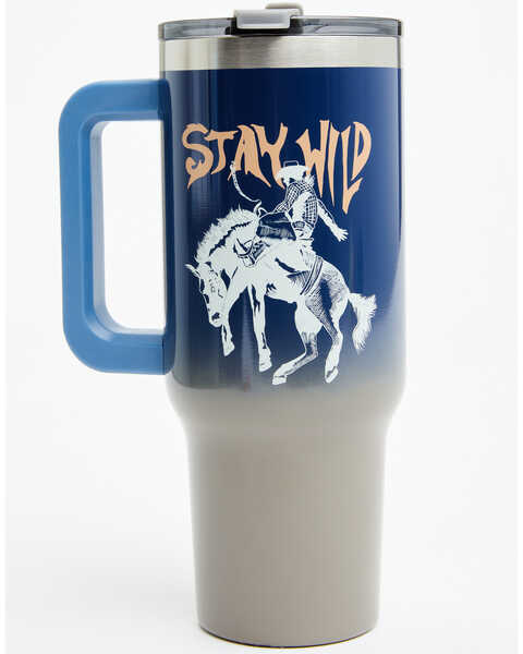 Image #1 - Boot Barn 40oz Take Stay Wild With Handle , Navy, hi-res